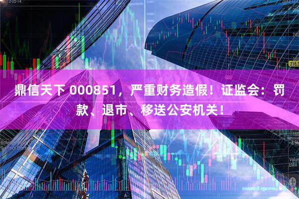 鼎信天下 000851,严重财务造假!证监会:罚款、退市、移送公安机关!